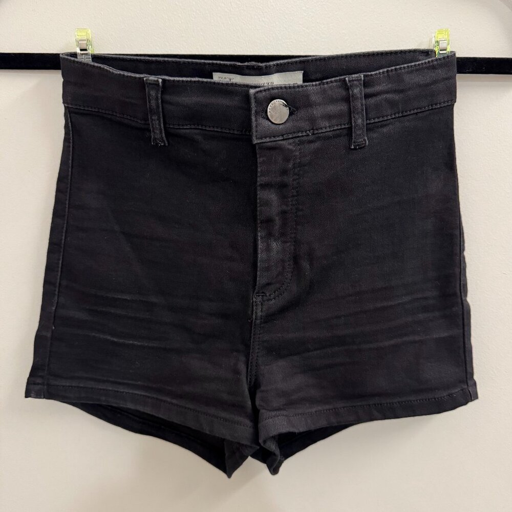 Women's Size 4 Topshop Moto Joni Short Black High-Rise Shorts